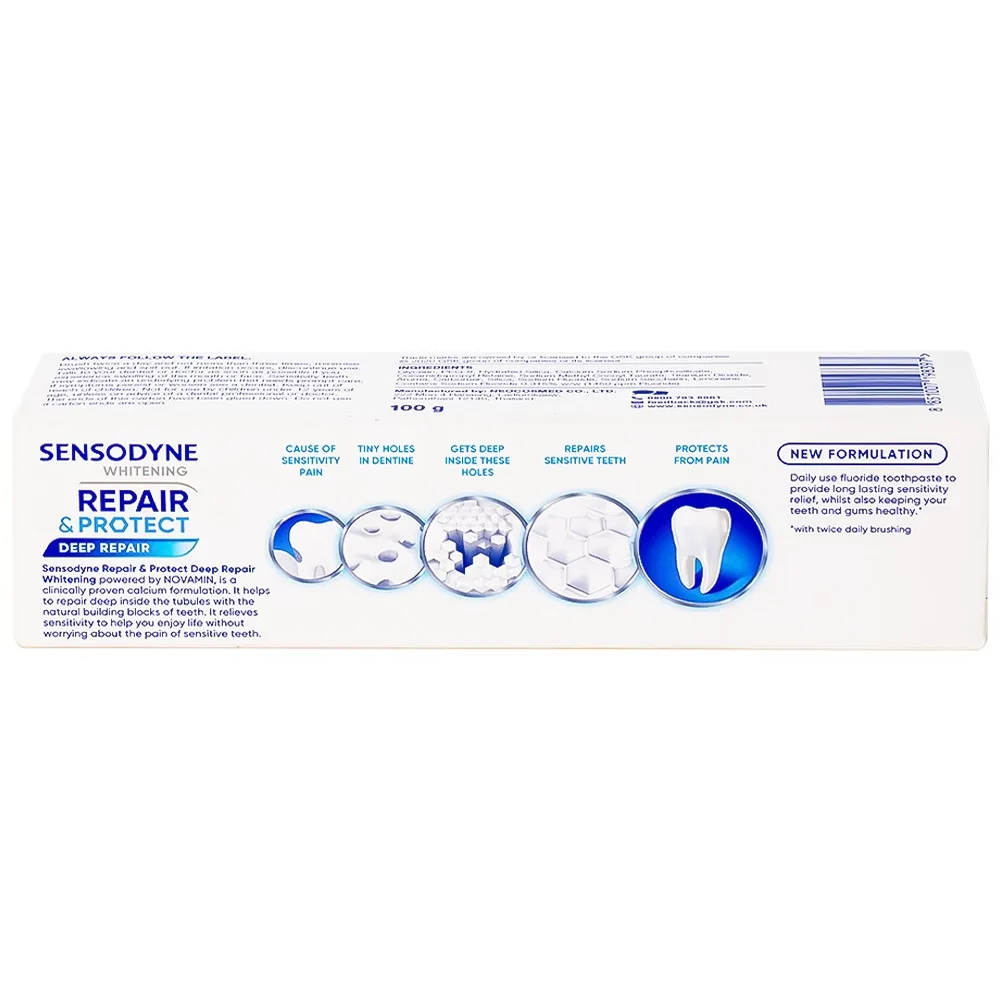 Hình ảnh Kem đánh răng Sensodyne Repair And Protect Deep Repair Whitening giảm ê buốt răng, cơ chế phục hồi sâu (100g)