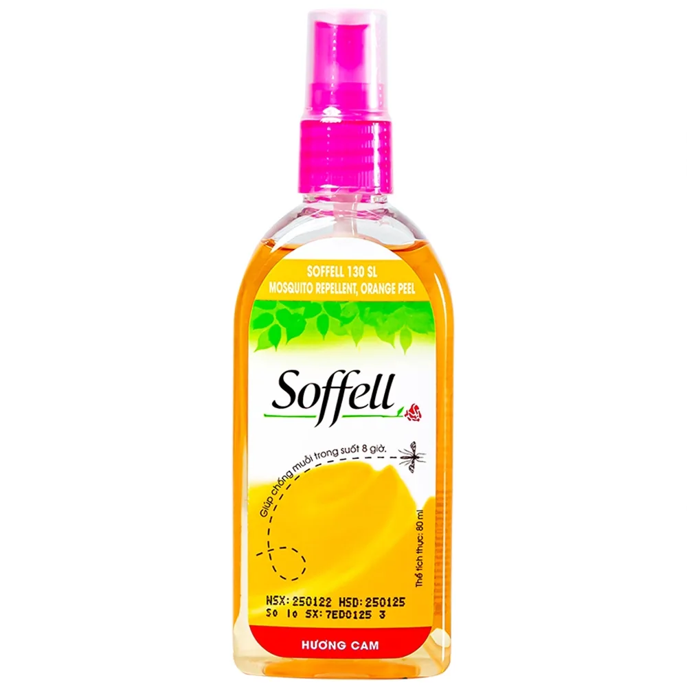 Hình ảnh Xịt xua muỗi Soffell hương cam giúp chống muỗi trong suốt 8 giờ (80ml)