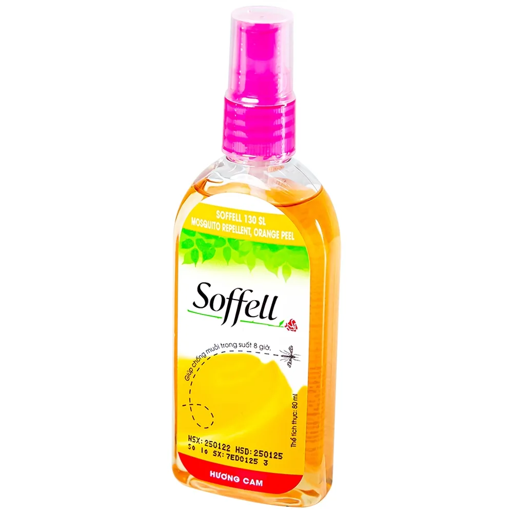 Hình ảnh Xịt xua muỗi Soffell hương cam giúp chống muỗi trong suốt 8 giờ (80ml)