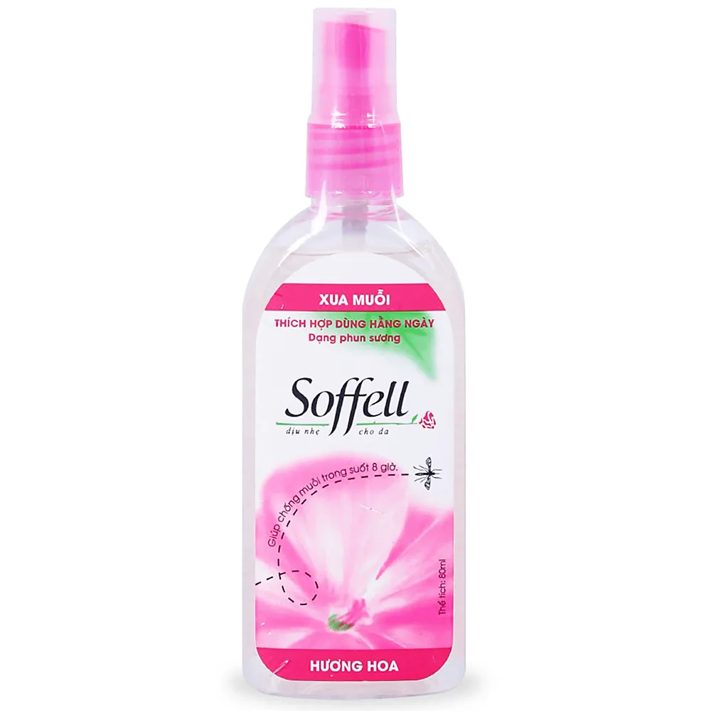 Hình ảnh Xịt xua muỗi Soffell hương hoa giúp chống muỗi trong suốt 8 giờ (80ml)