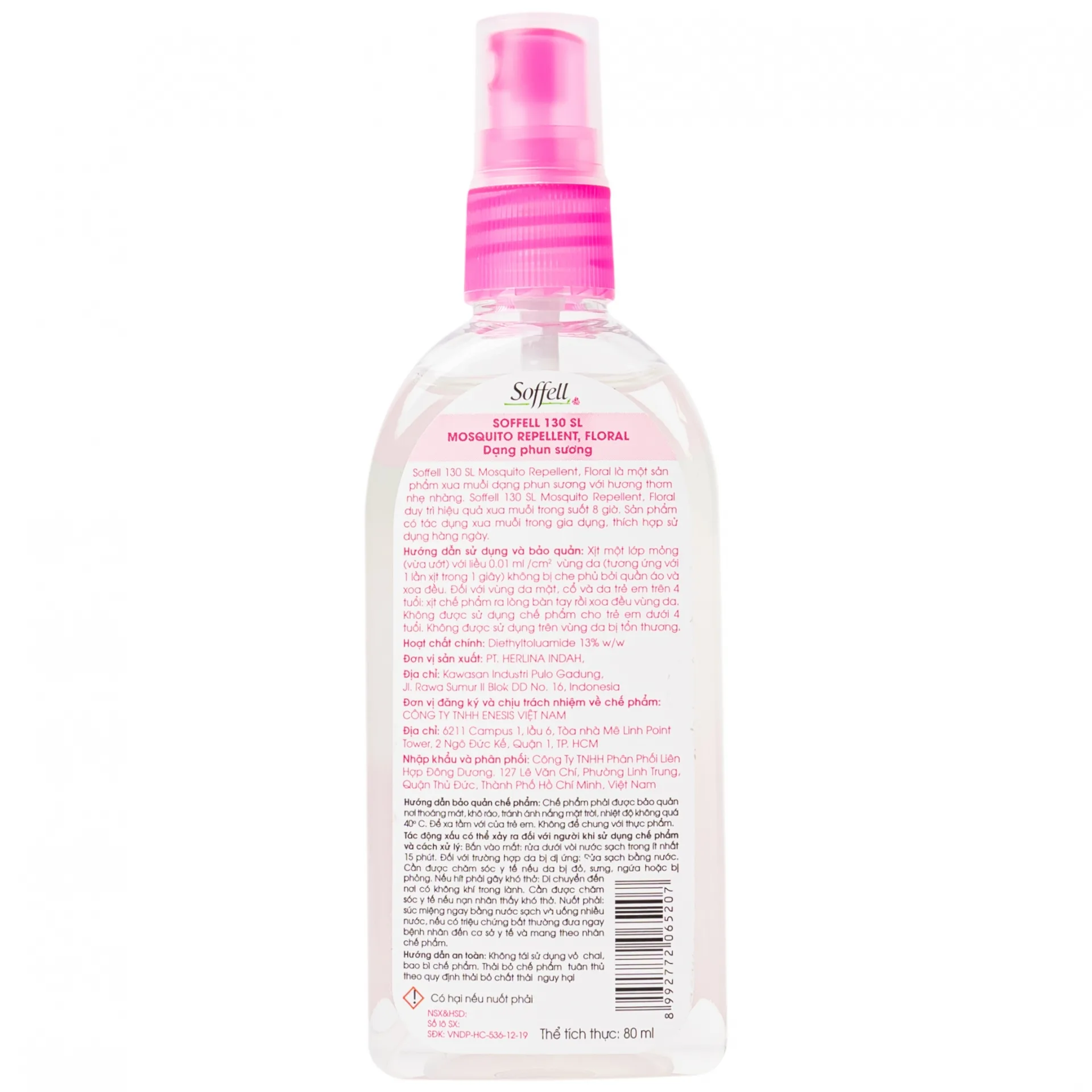 Hình ảnh Xịt xua muỗi Soffell hương hoa giúp chống muỗi trong suốt 8 giờ (80ml)