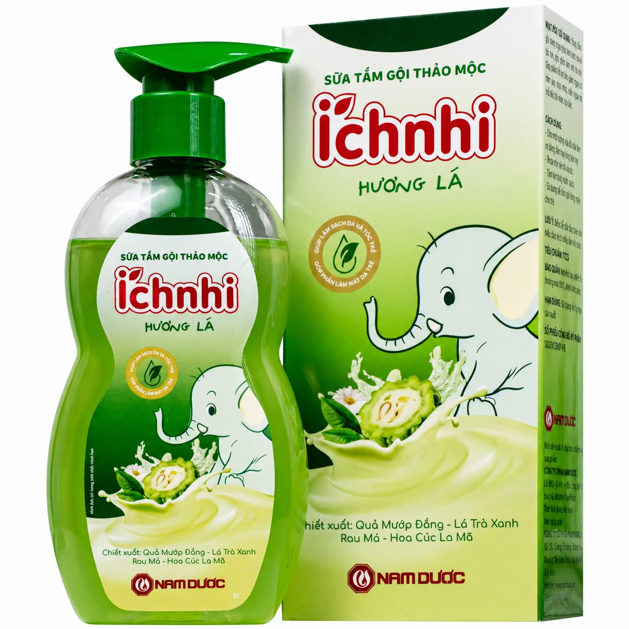 Hình ảnh Sữa tắm gội thảo mộc Ích Nhi hương lá giúp làm sạch da, hỗ trợ giảm rôm sảy (200g)