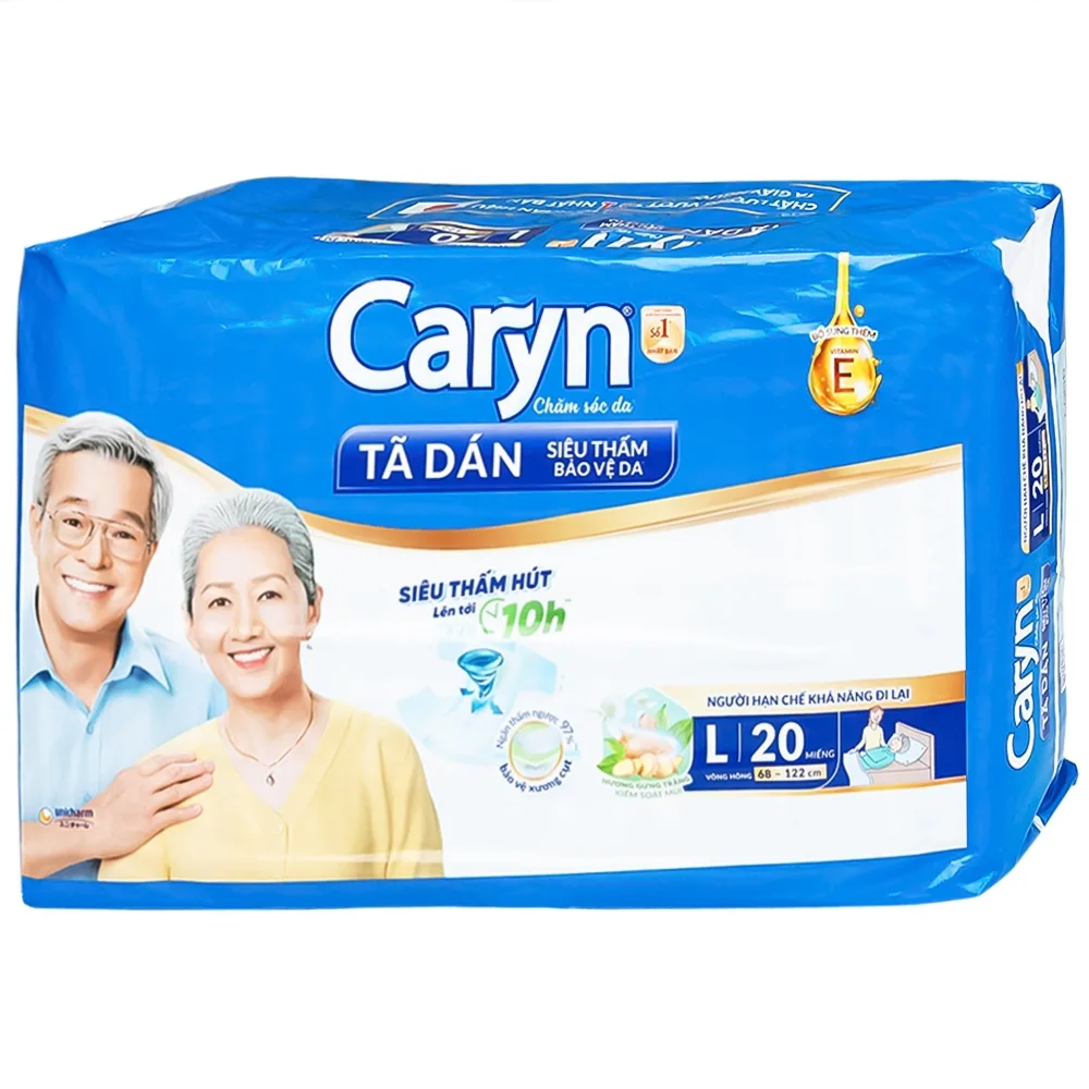 Hình ảnh Tã dán người lớn Caryn siêu thấm size L20, vòng hông 68 x 122cm (20 miếng)