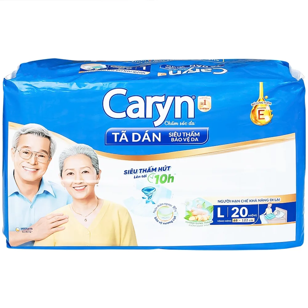 Hình ảnh Tã dán người lớn Caryn siêu thấm size L20, vòng hông 68 x 122cm (20 miếng)