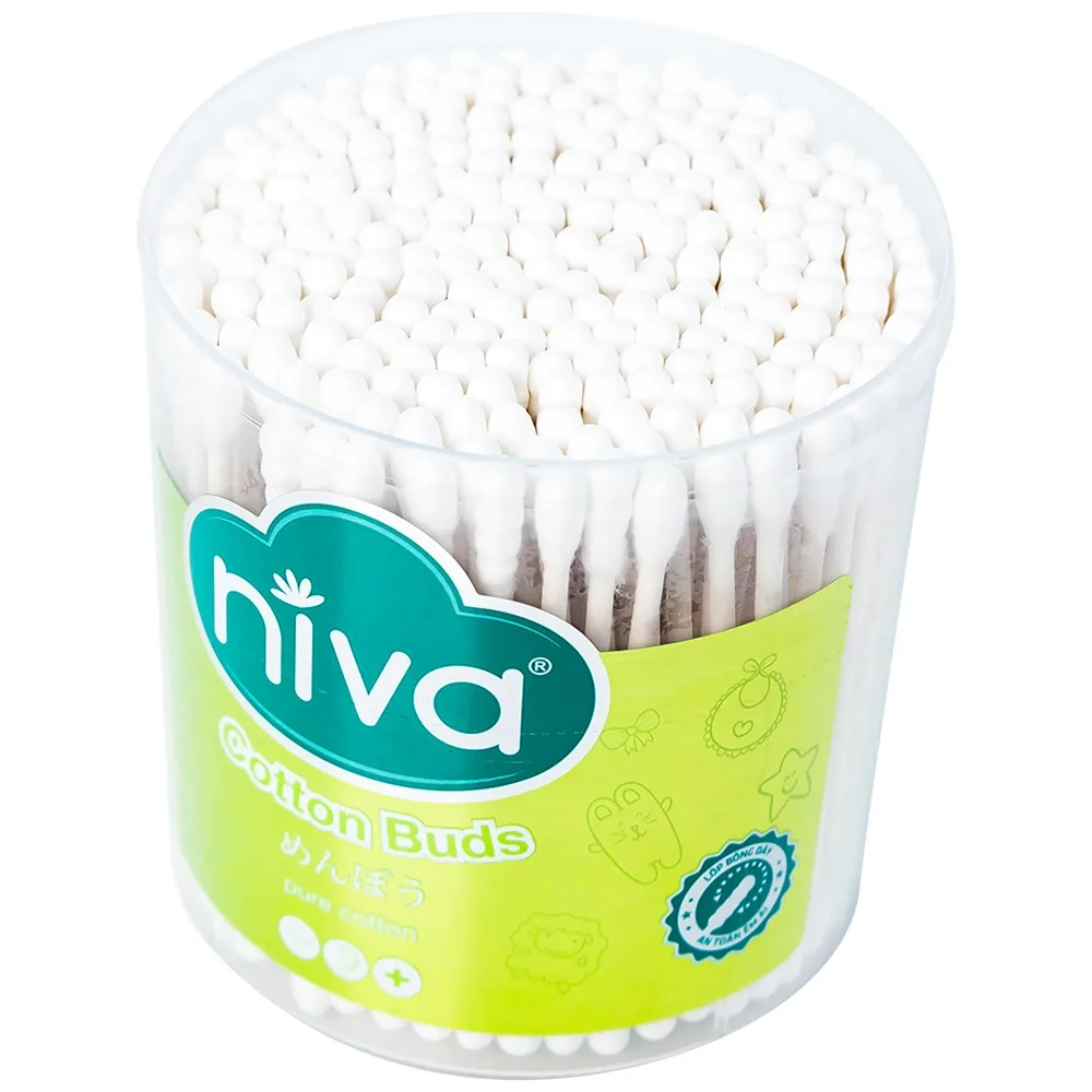 Hình ảnh Tăm bông Niva Cotton Buds AJ2 thân giấy 1 đầu tròn 1 đầu xoắn vệ sinh tai, mũi, vết thương (200 que)