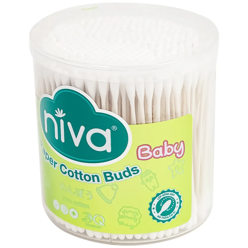 Hình ảnh Tăm bông sơ sinh Niva BHP2 2 đầu tròn vệ sinh tai, mũi, vệ sinh cá nhân (400 que) 