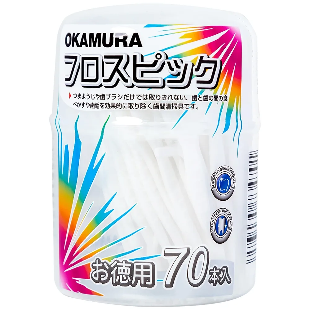 Hình ảnh Tăm chỉ kẽ răng Okamura hỗ trợ làm sạch mảng bám thức ăn dư thừa (70 cây)