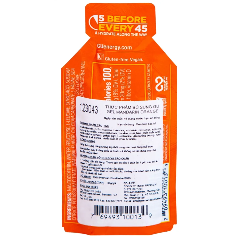 Hình ảnh Thực phẩm bổ sung GU Energy Gel Mandarin Orange cung cấp dinh dưỡng và năng lượng (32g)