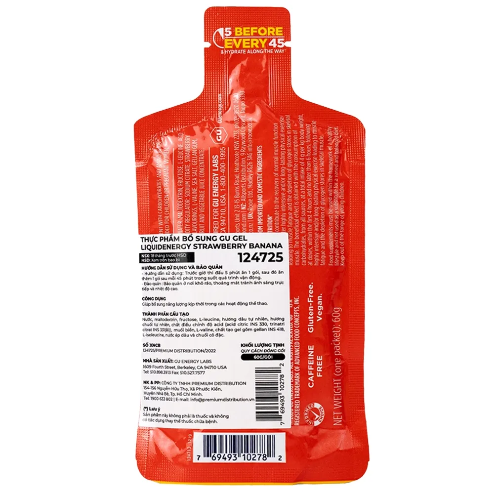 Hình ảnh Thực phẩm bổ sung GU Gel Liquid Energy Strawberry Banana 60g bổ sung năng lượng trong các hoạt động thể thao