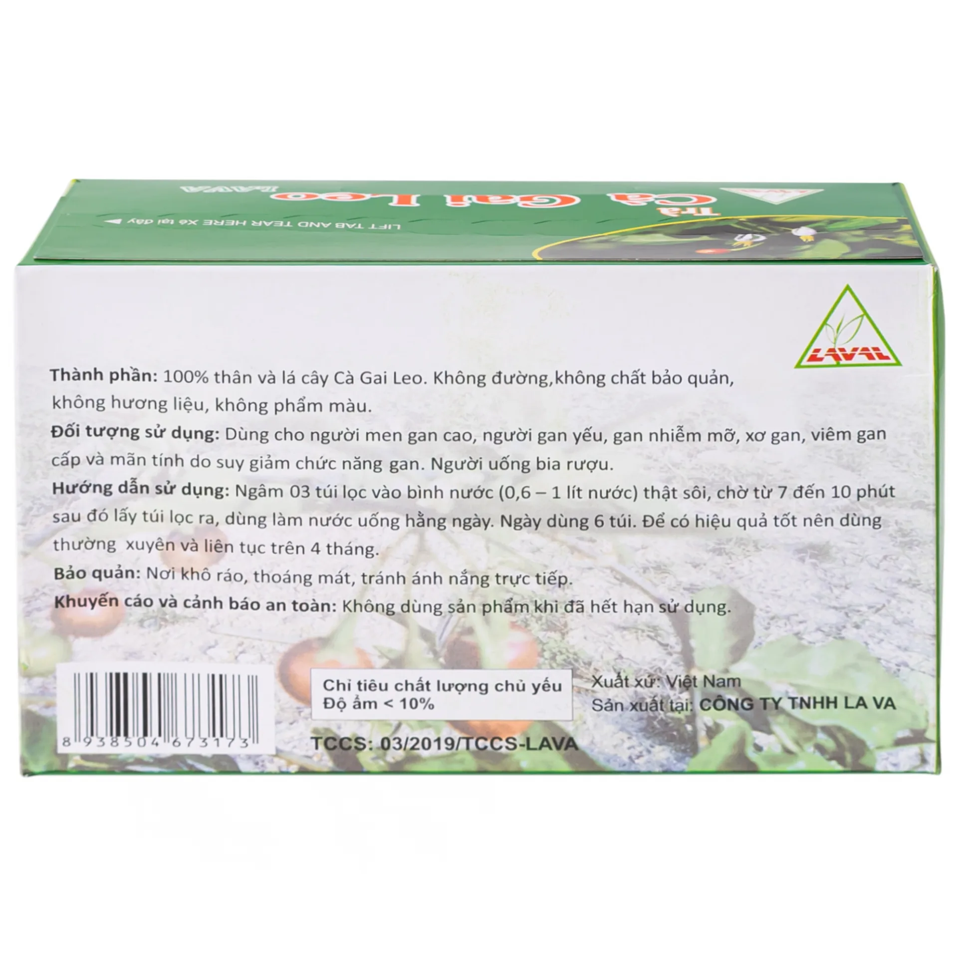 Hình ảnh Trà túi lọc Cà Gai Leo Lava hỗ trợ bổ gan, giải độc gan, hạ men gan (5g x 30 túi)