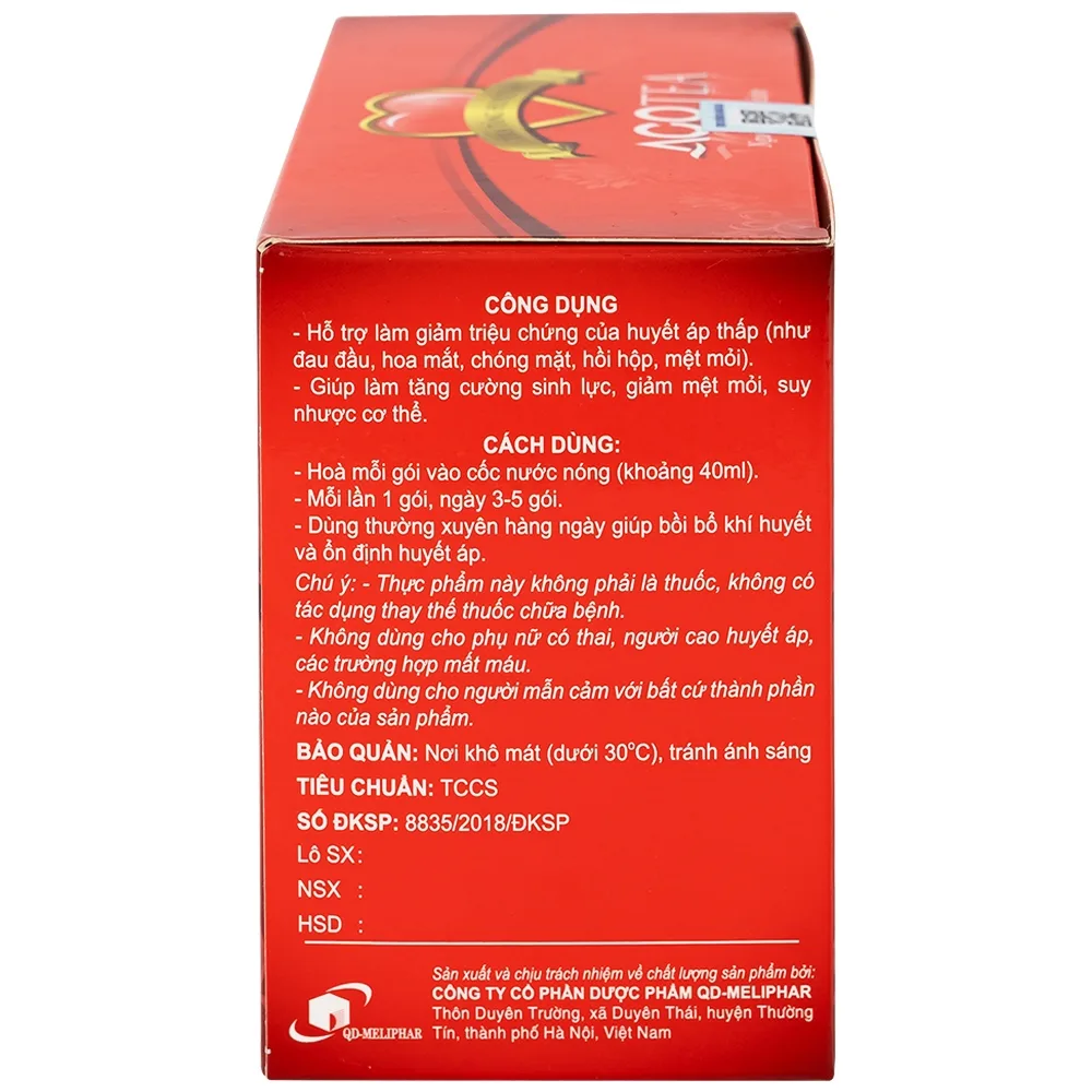 Hình ảnh Trà tăng huyết áp Acotea 4g Meracine hỗ trợ điều trị huyết áp thấp, tăng cường sinh lực (20 gói)