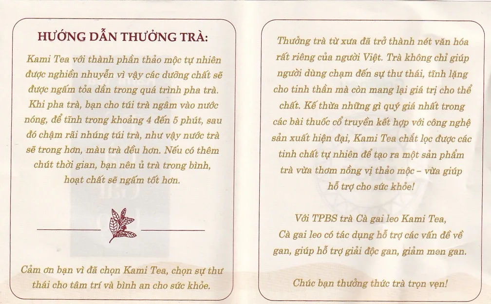 Hình ảnh Trà Cà Gai Leo Kami tea hỗ trợ các bệnh về gan, giải độc gan, giảm men gan (20 túi)