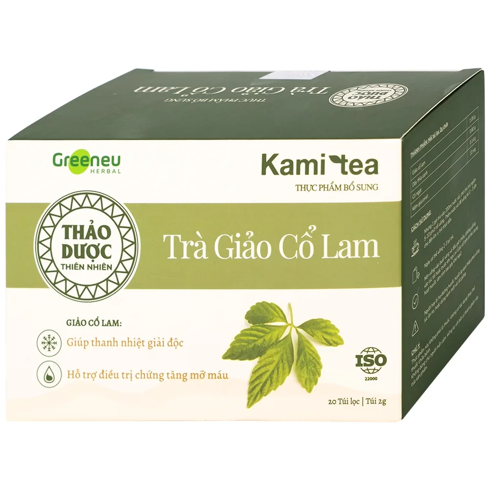 Hình ảnh Trà Giảo Cổ Lam Kami tea giúp thanh nhiệt giải độc, hỗ trợ điều trị chứng tăng mỡ máu (20 túi)