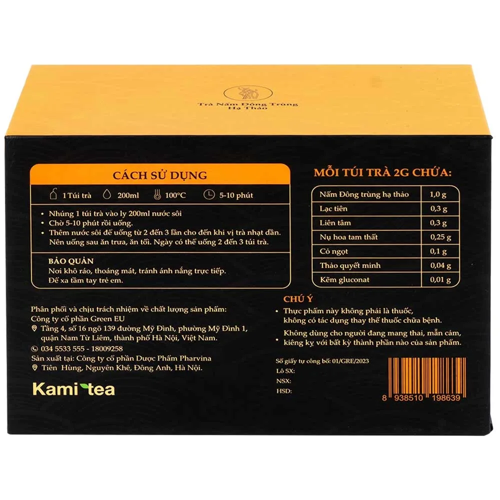 Hình ảnh Trà Thảo Dược Nấm Đông Trùng Hạ Thảo Kami Tea 2g hỗ trợ cải thiện chức năng miễn dịch (20 túi)