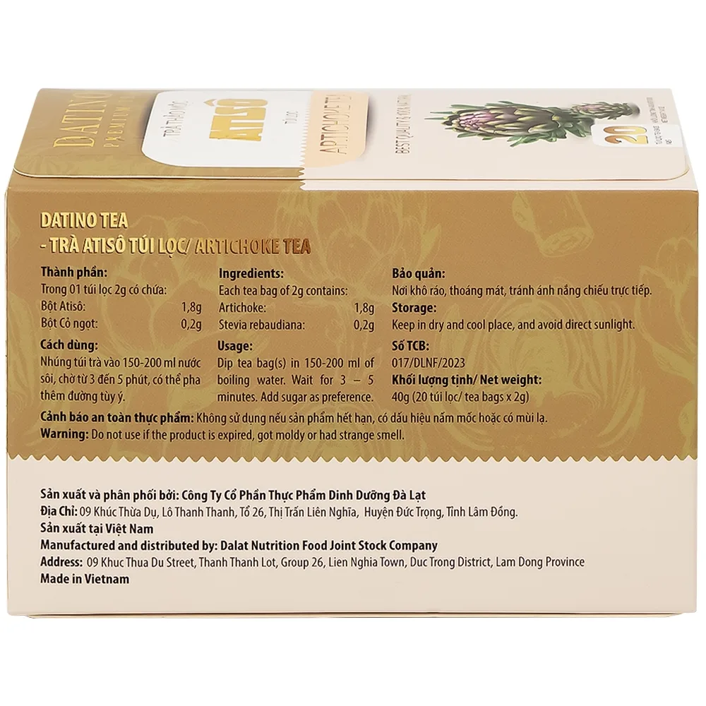 Hình ảnh Trà thảo mộc Atiso Datino Premium Tea hỗ trợ giải độc gan, tăng cường chức năng gan (20 túi x 2g)