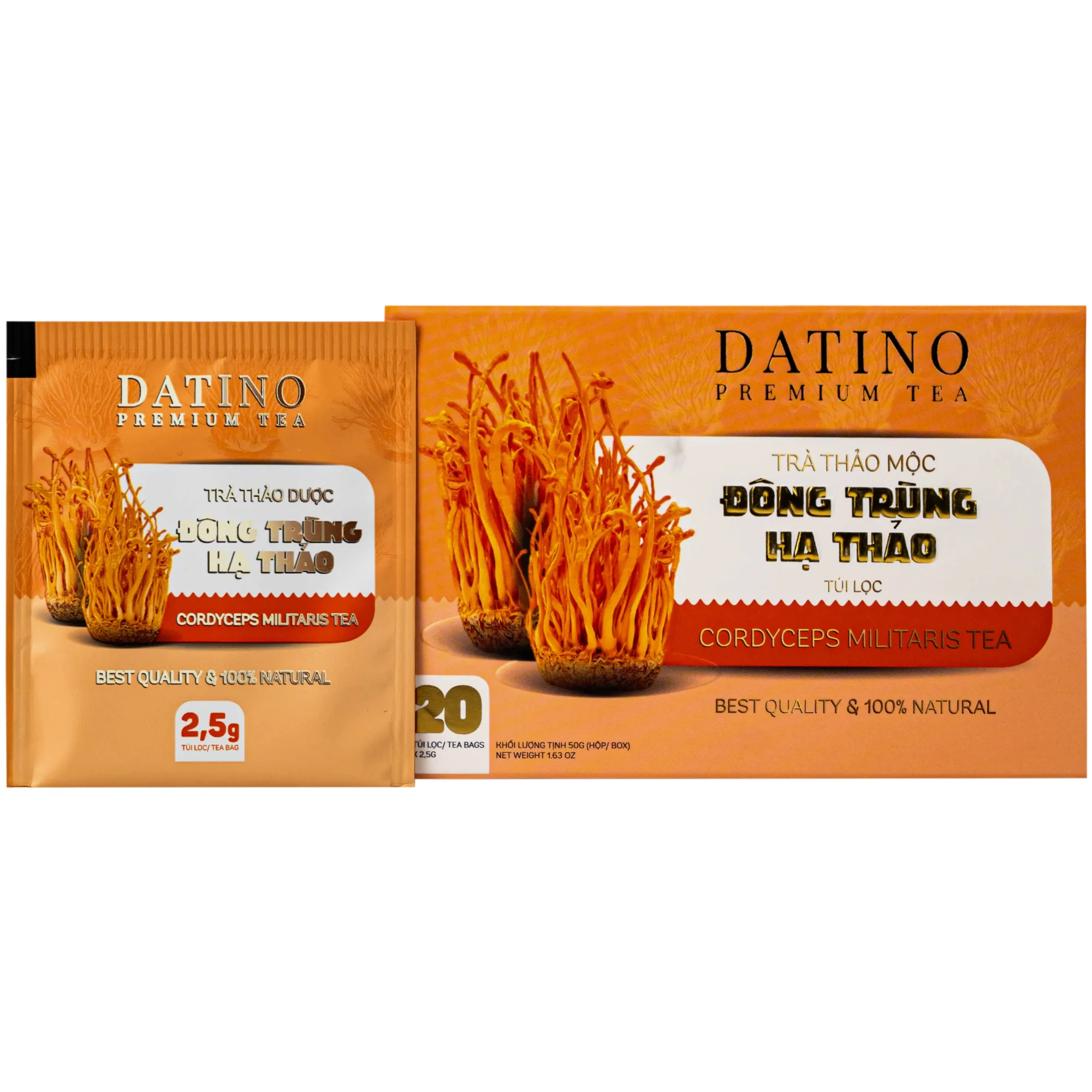 Hình ảnh Trà thảo mộc đông trùng hạ thảo túi lọc Datino premium tea (20 túi x 2,5g)