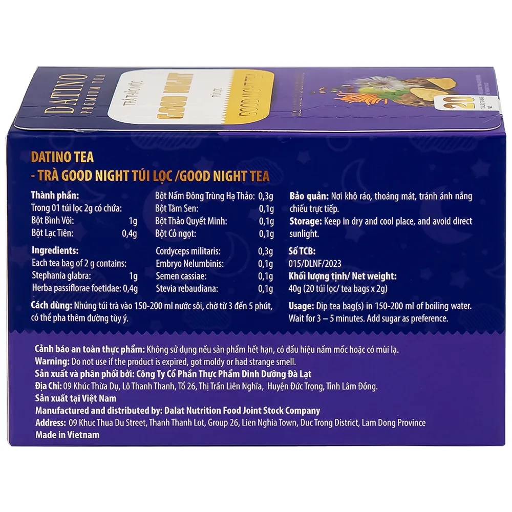 Hình ảnh Trà thảo mộc Good Night Datino Premium Tea giúp tạo giấc ngủ tự nhiên (20 túi x 2g)
