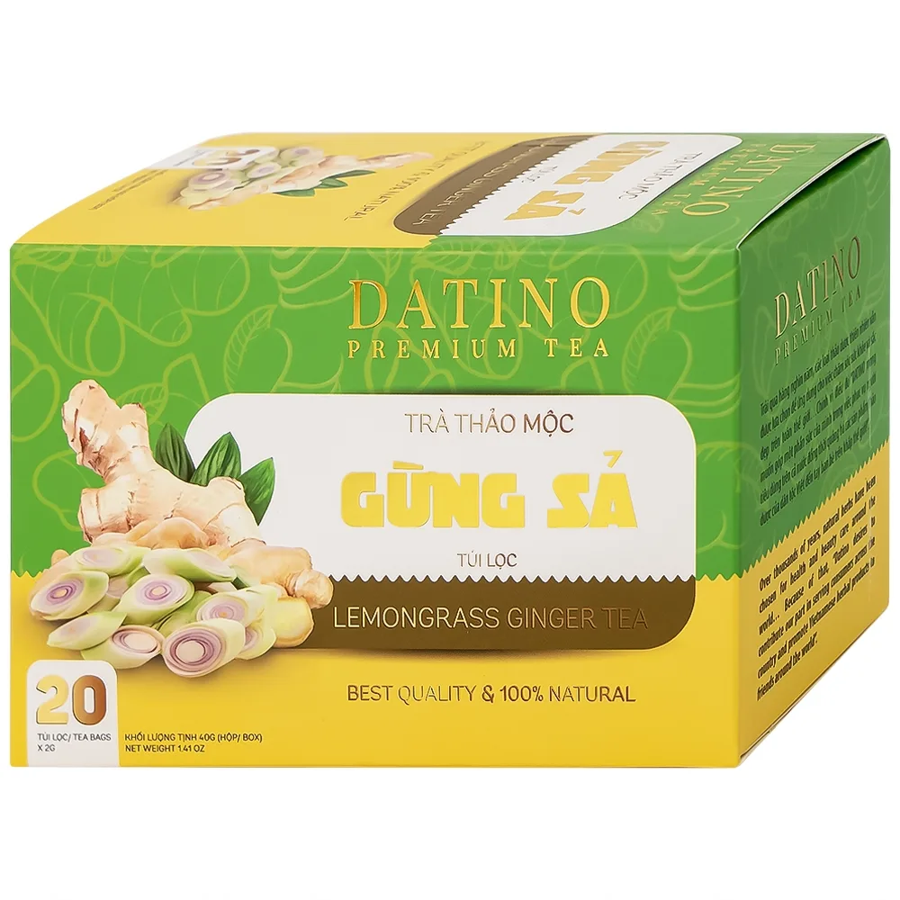 Hình ảnh Trà thảo mộc gừng sả Datino Premium Tea hỗ trợ giảm nghẹt mũi, sổ mũi, buồn nôn (20 túi x 2g)