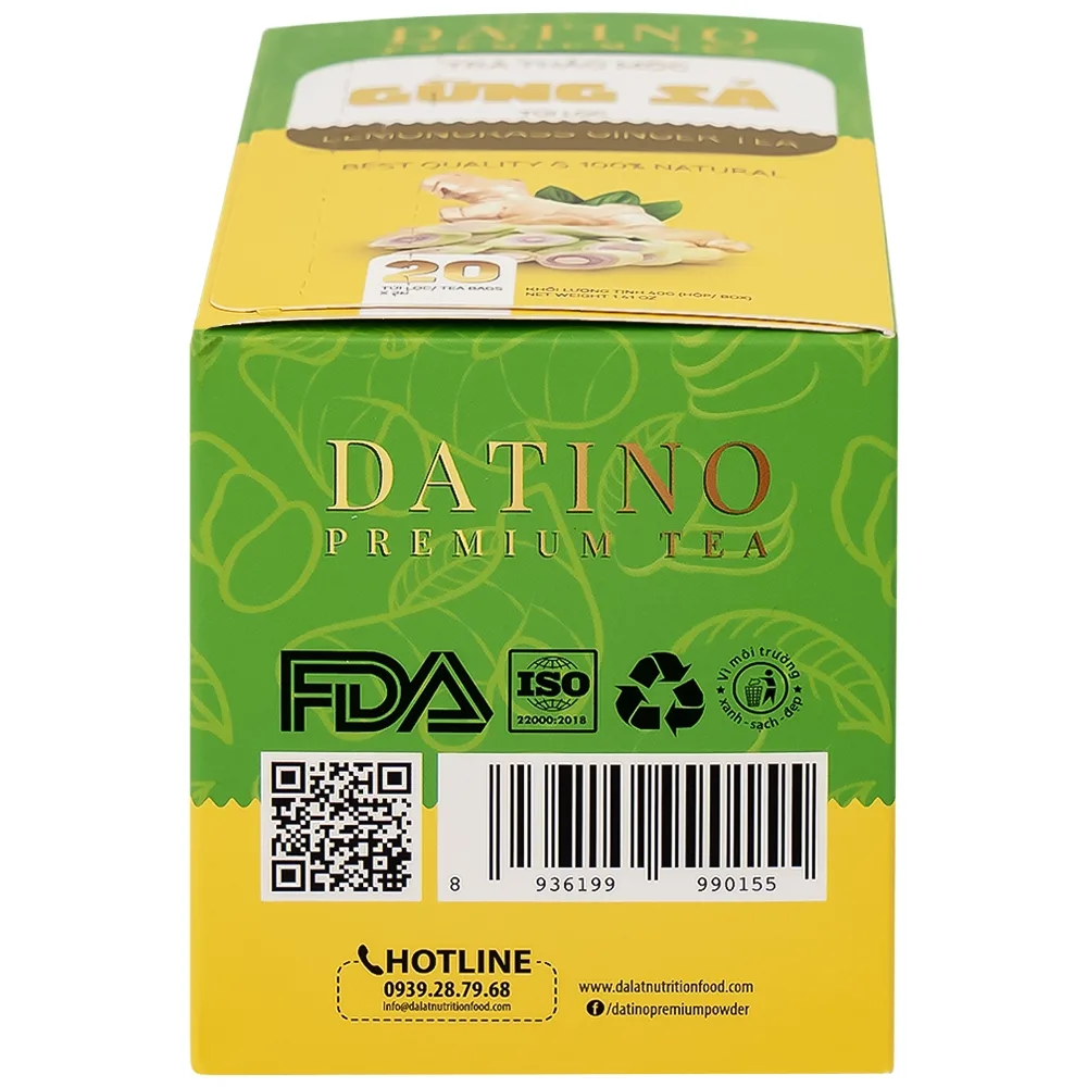 Hình ảnh Trà thảo mộc gừng sả Datino Premium Tea hỗ trợ giảm nghẹt mũi, sổ mũi, buồn nôn (20 túi x 2g)