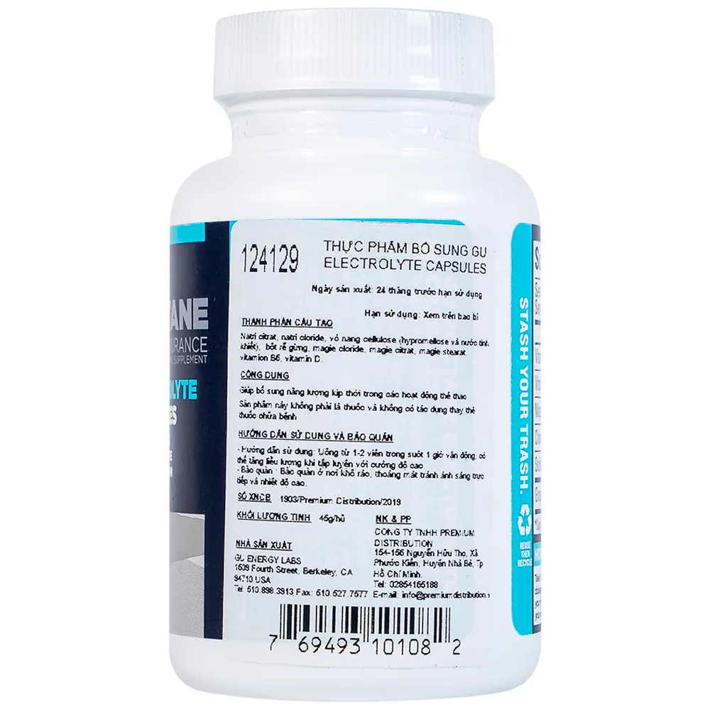 Hình ảnh Viên muối điện giải GU Roctane Electrolyte Capsules bổ sung năng lượng và chất điện giải (50 viên)