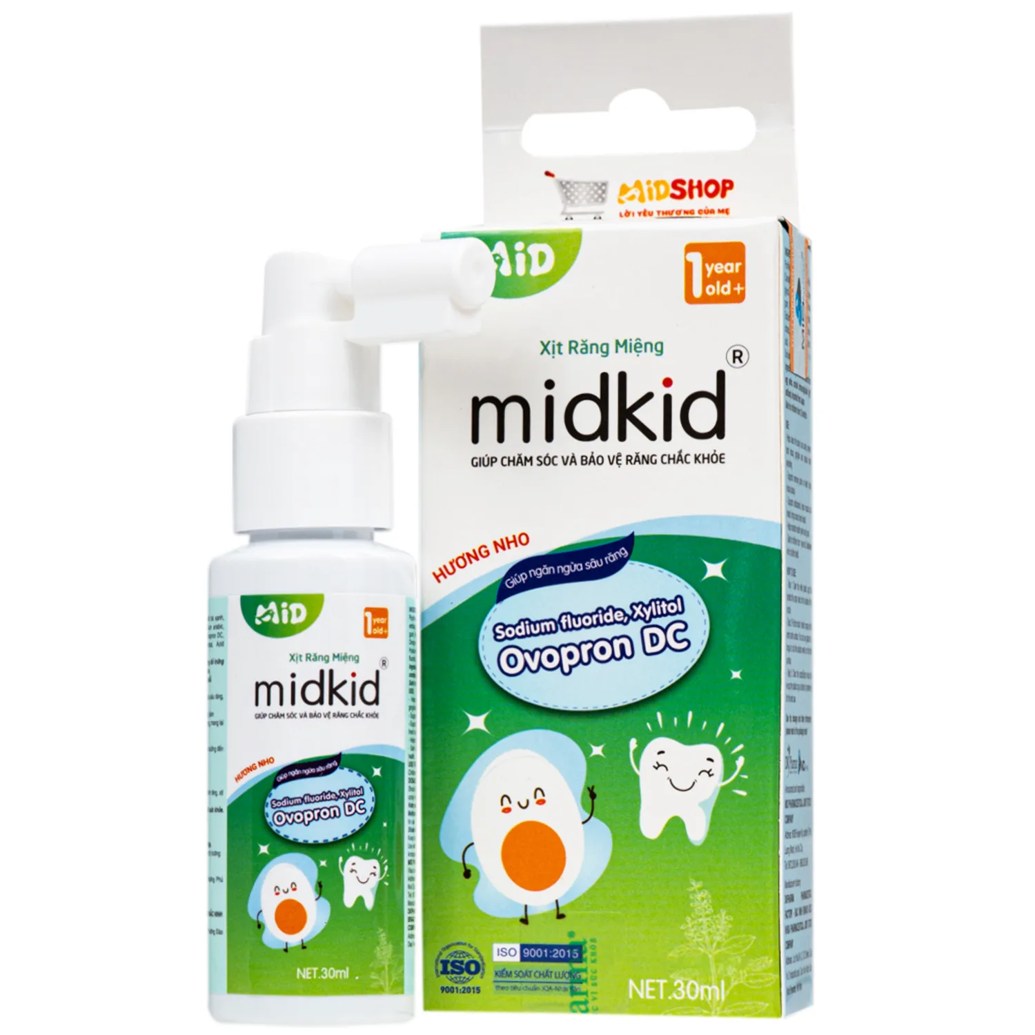 Hình ảnh Xịt răng miệng Midkid hương Nho 1 year+ - Làm sạch răng miệng, ngừa hôi miệng và sâu răng cho bé (30ml)