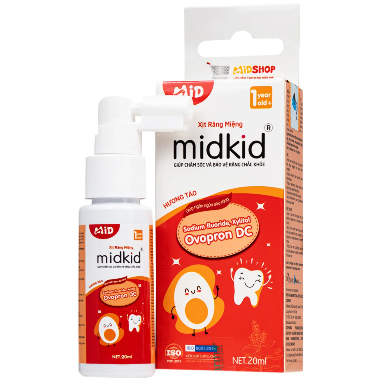 Hình ảnh Xịt răng miệng Midkid hương Táo 1 year+ - Làm sạch răng miệng, ngừa hôi miệng và sâu răng cho bé (20ml)