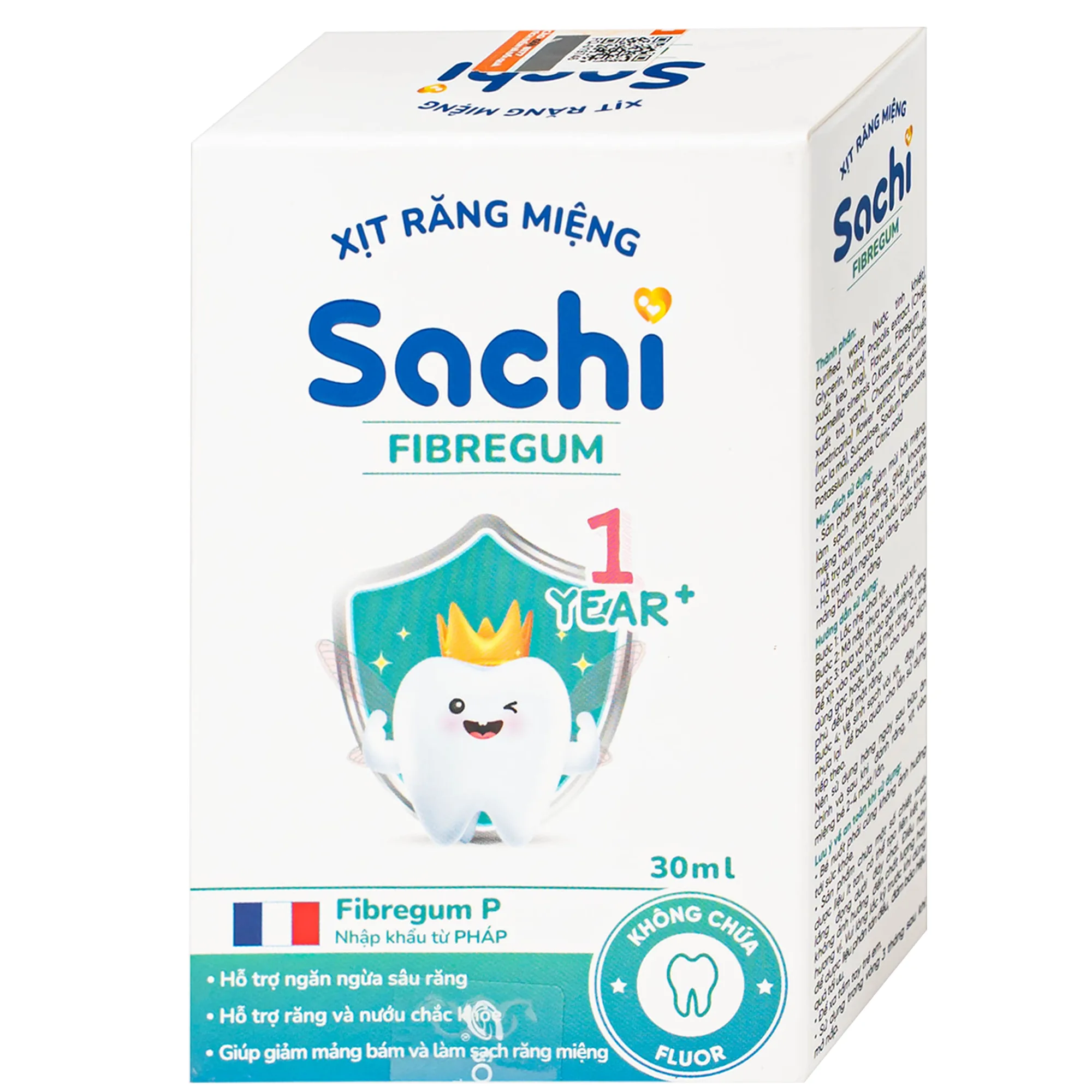 Hình ảnh Xịt răng miệng cho bé Sachi Fibregum 30ml (Không chứa Fluor) - Làm sạch răng miệng, giảm mùi hôi miệng, ngăn ngừa sâu răng