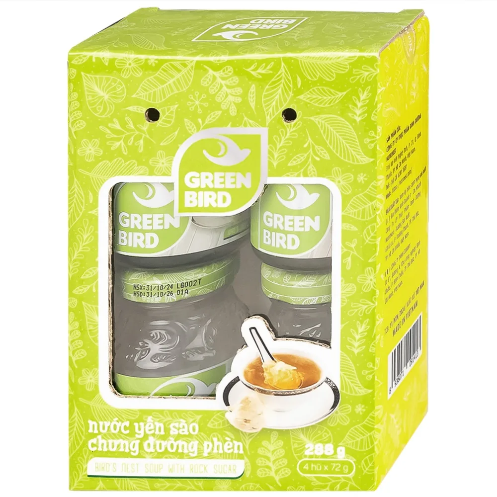 Hình ảnh Nước Yến Sào chưng đường phèn Green Bird bồi bổ cơ thể, ngăn ngừa lão hóa (4 hũ x 72g)