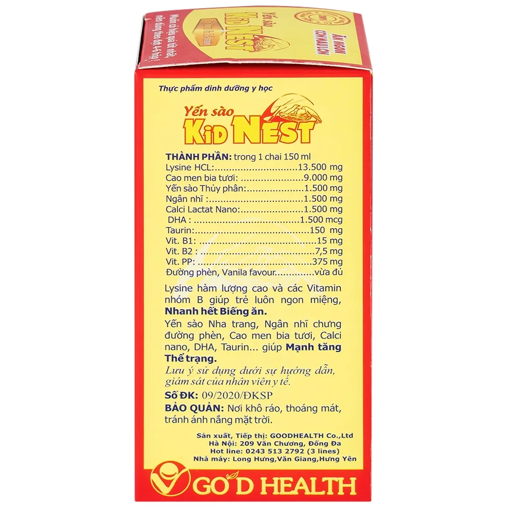 Hình ảnh Yến sào Kid Nest Good Health giúp trẻ nhanh hết biếng ăn, ngủ ngon, tăng thể trạng (150ml)
