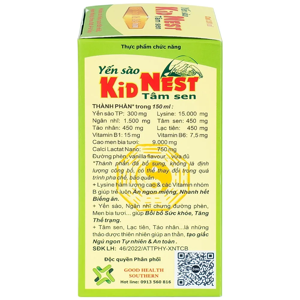 Hình ảnh Yến sào Kid Nest Tâm Sen Good Health bổi bổ sức khỏe, tăng thể trạng cho trẻ (150ml) 