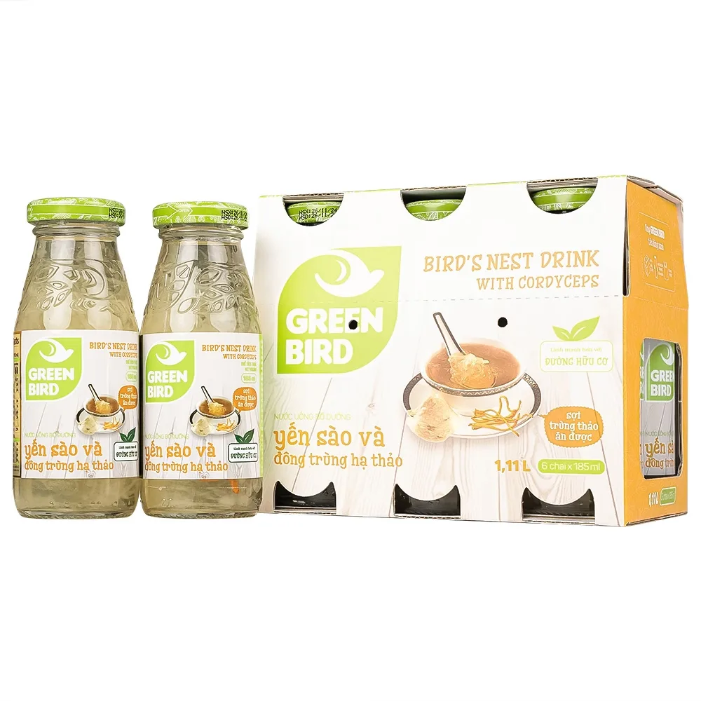 Hình ảnh Nước Yến Sào và Đông Trùng Hạ Thảo Greenbird bổ sung dưỡng chất tốt cho sức khỏe (6 chai x 185ml)