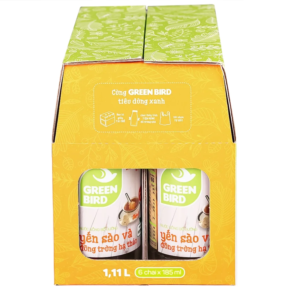 Hình ảnh Nước Yến Sào và Đông Trùng Hạ Thảo Greenbird bổ sung dưỡng chất tốt cho sức khỏe (6 chai x 185ml)