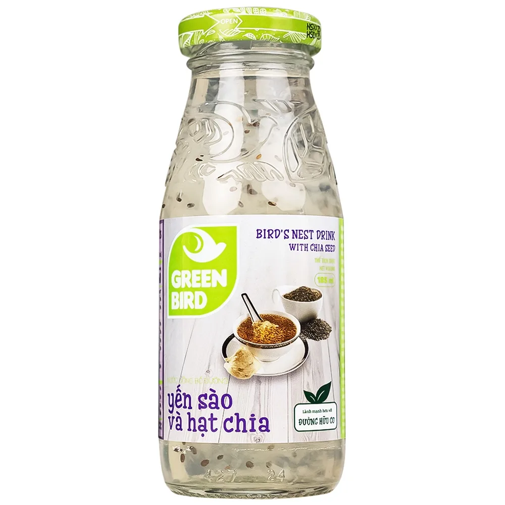 Hình ảnh Nước yến sào và hạt chia Greenbird giúp khỏe dáng đẹp da và bổ sung năng lượng (6 chai x 185ml) 