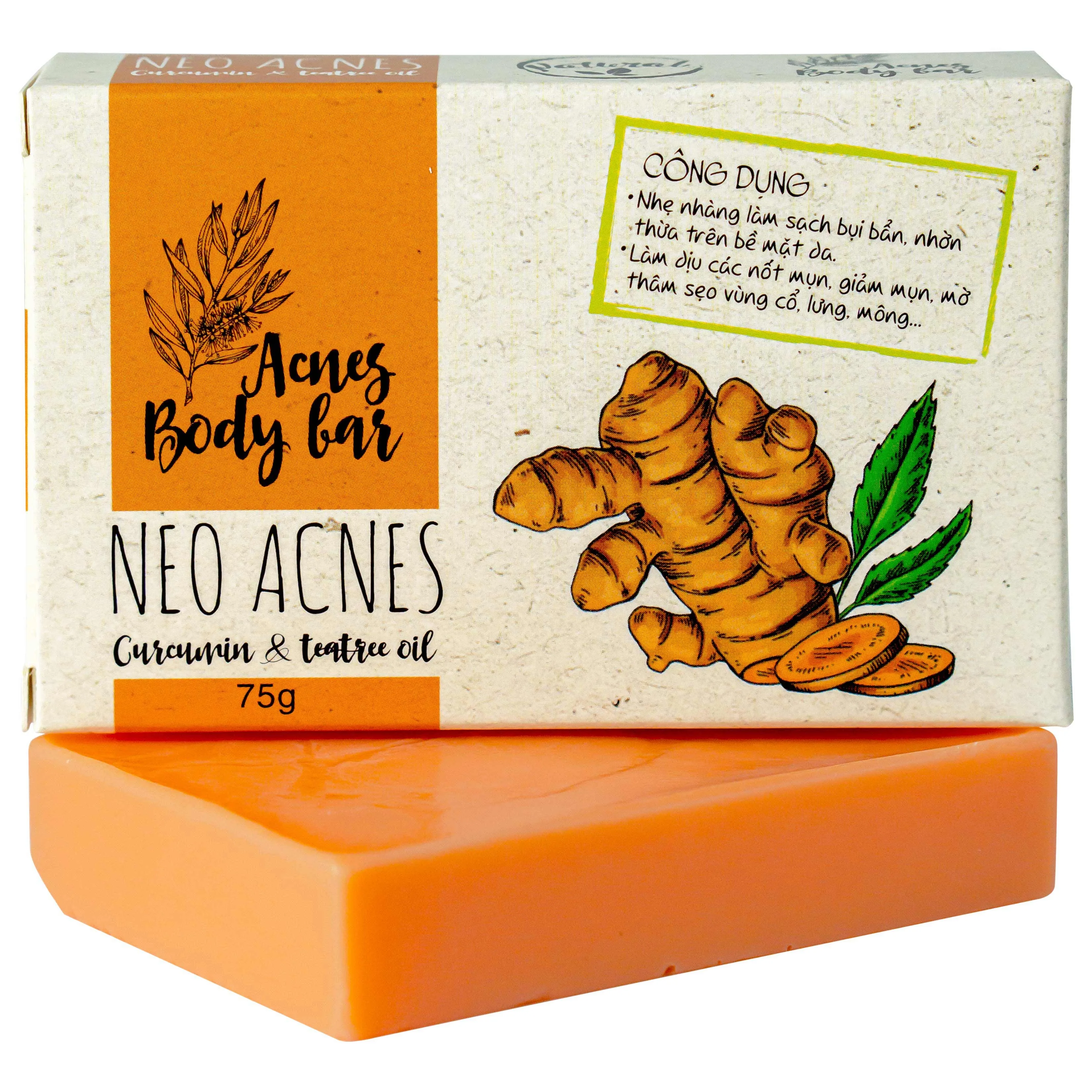 Hình ảnh Xà phòng Acnes Body Bar Neo Acnes Curcumin And Teatree Oil làm sạch bụi bẩn, dầu nhờn trên da (75g)