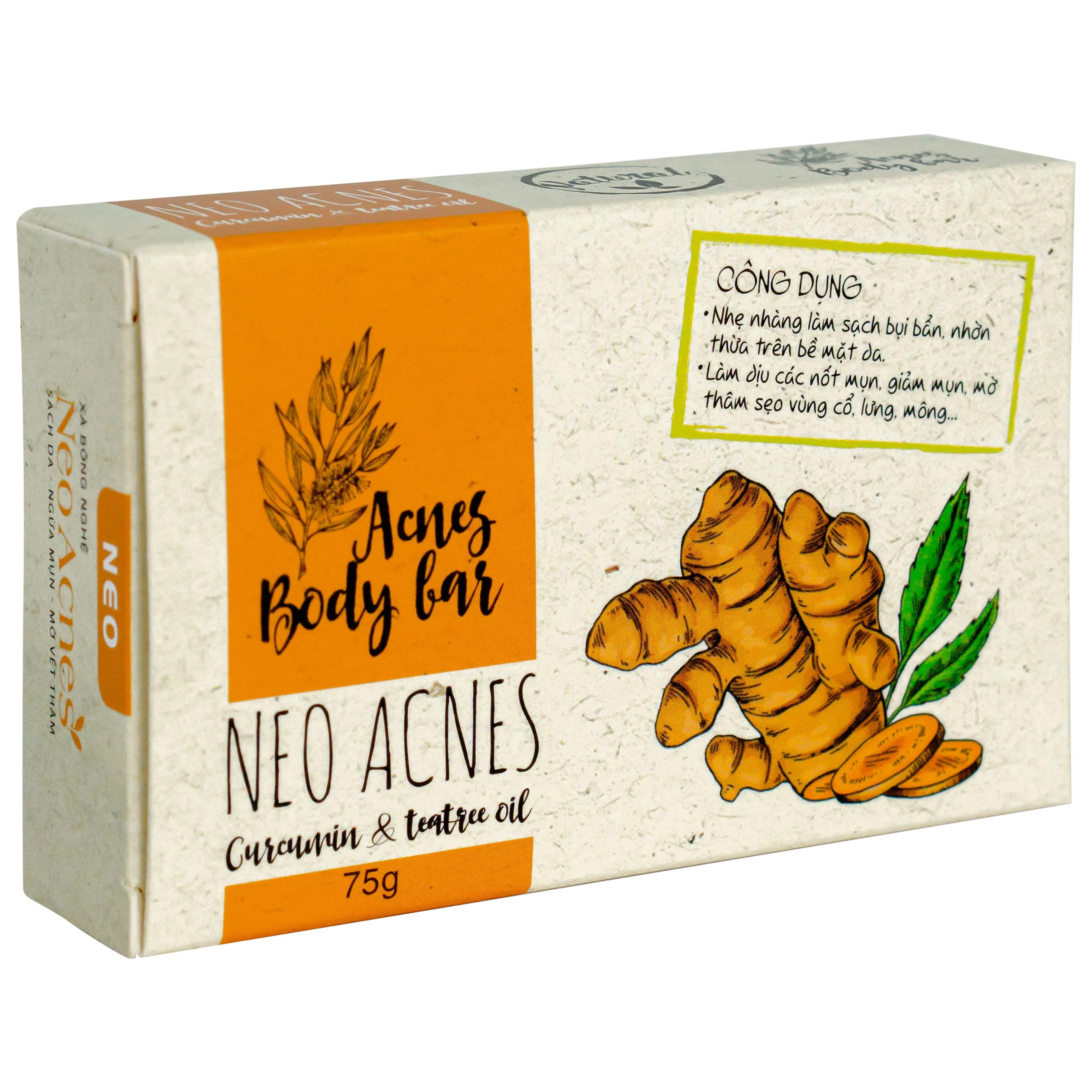 Hình ảnh Xà phòng Acnes Body Bar Neo Acnes Curcumin And Teatree Oil làm sạch bụi bẩn, dầu nhờn trên da (75g)