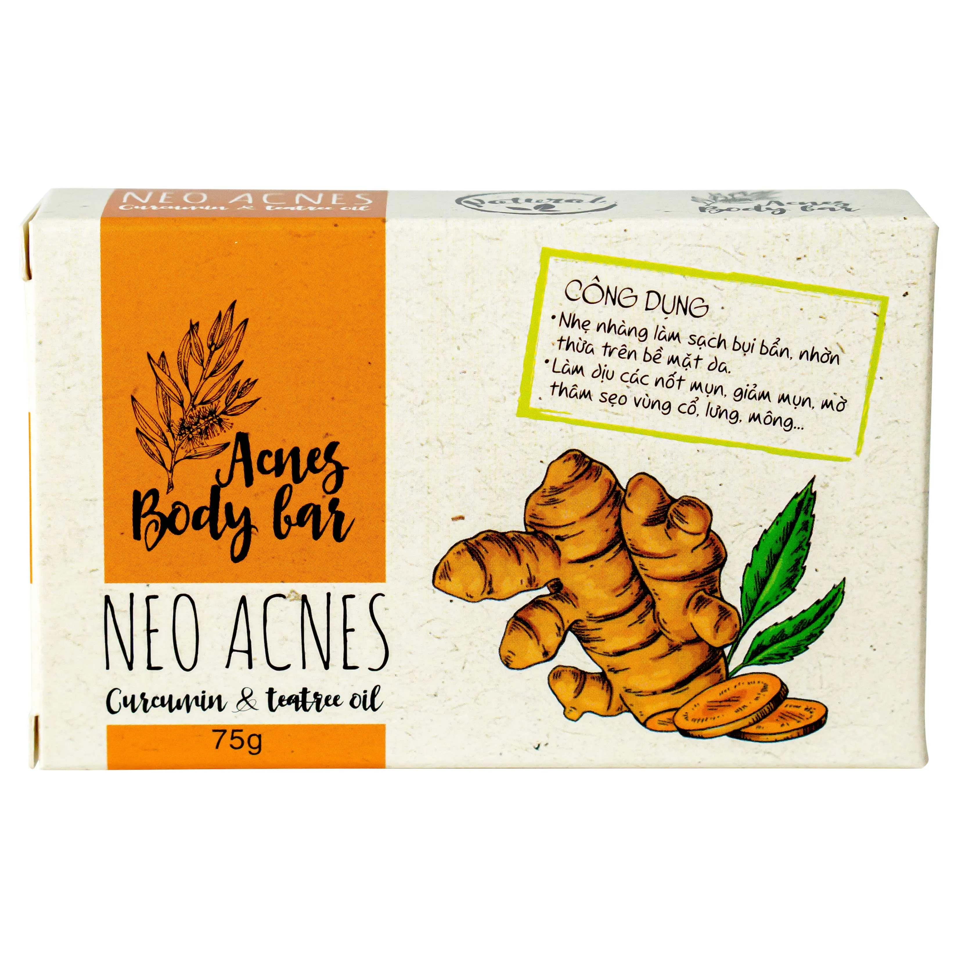 Hình ảnh Xà phòng Acnes Body Bar Neo Acnes Curcumin And Teatree Oil làm sạch bụi bẩn, dầu nhờn trên da (75g)