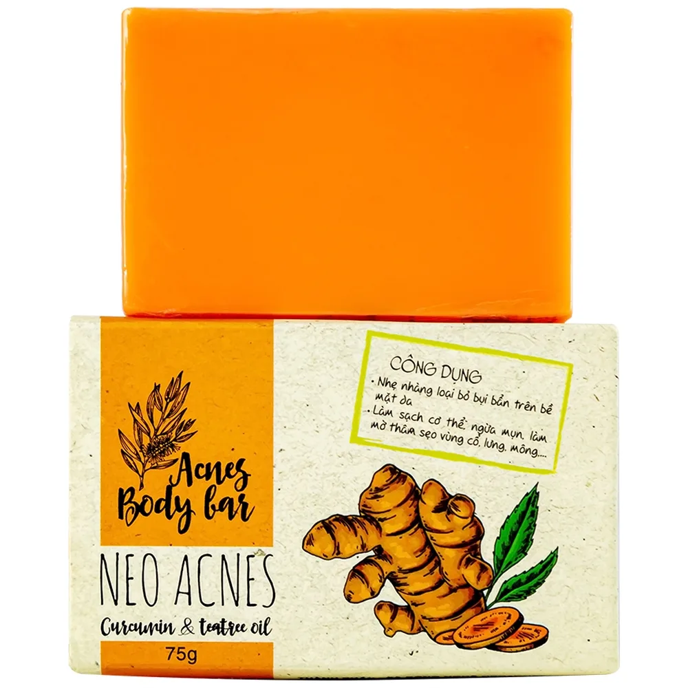 Hình ảnh Xà phòng Acnes Body Bar Neo Acnes Curcumin And Teatree Oil làm sạch bụi bẩn, dầu nhờn trên da (75g)