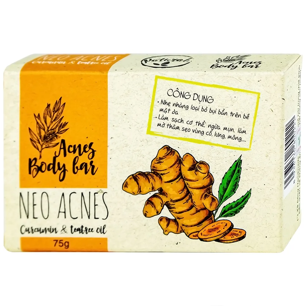 Hình ảnh Xà phòng Acnes Body Bar Neo Acnes Curcumin And Teatree Oil làm sạch bụi bẩn, dầu nhờn trên da (75g)