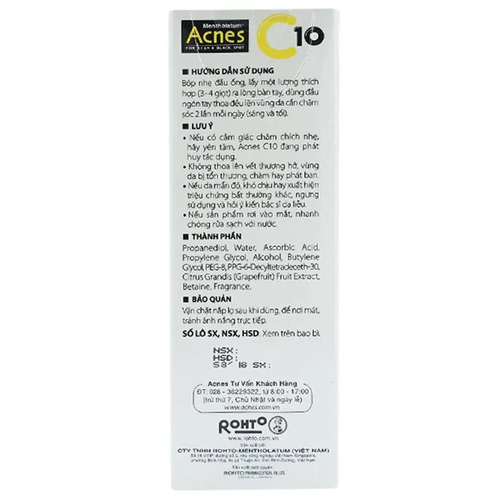 Hình ảnh Dung dịch Acnes C10 Rohto mờ sẹo, thâm, hỗ trợ giảm nám, tàn nhang (15ml)