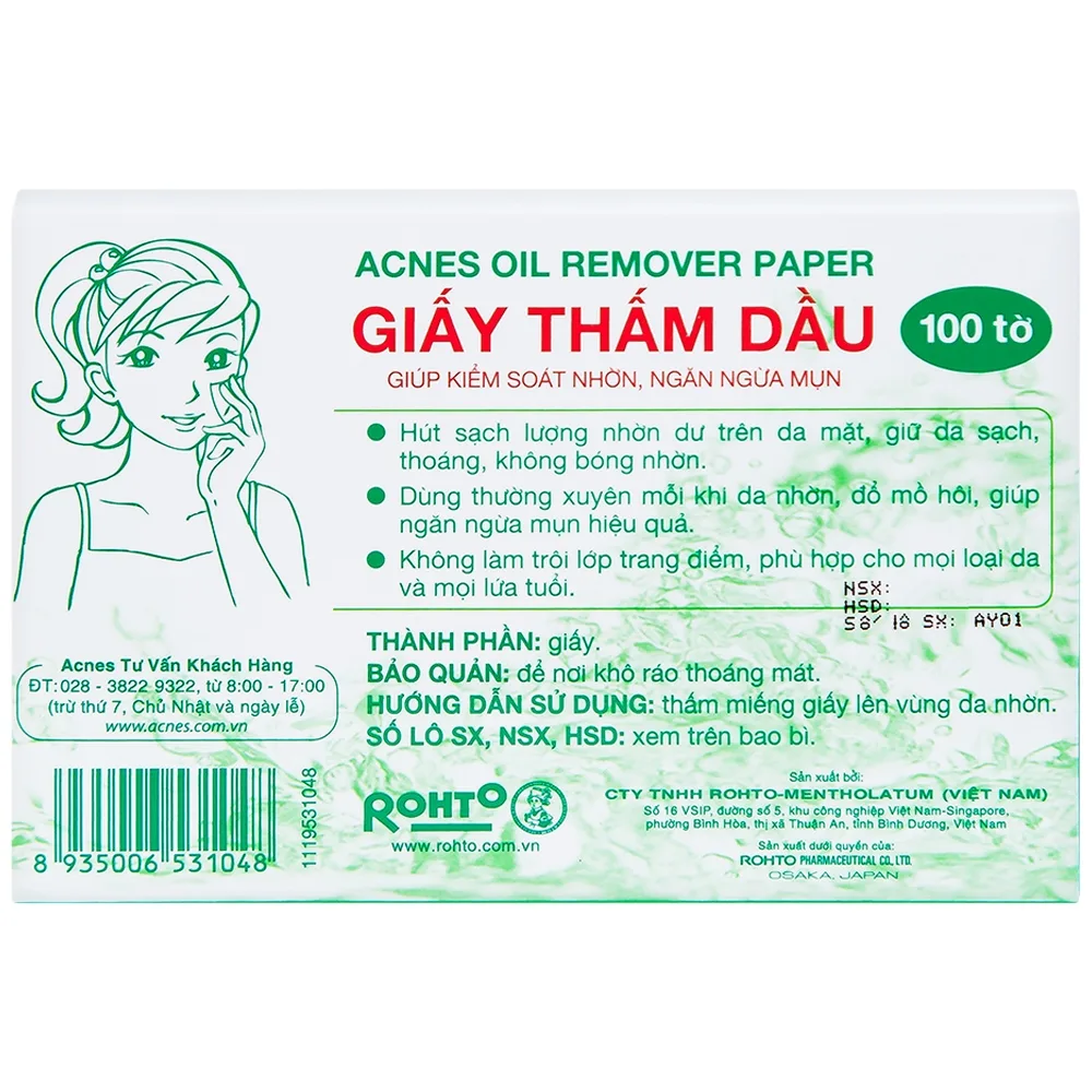 Hình ảnh Giấy thấm dầu Acnes Oil Remover Paper giúp kiểm soát nhờn, ngăn ngừa mụn (100 tờ)