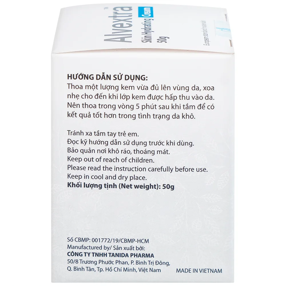 Hình ảnh Kem Alvextra Skin Hydrating Cream Tanida dưỡng ẩm da tay, gót chân, giảm sạm da, vết thâm nám (50g)