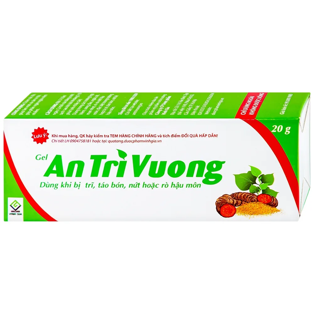 Hình ảnh Gel An Trĩ Vương Vinh Gia dùng khi bị trĩ, táo bón, nứt hoặc rò hậu môn (20g)