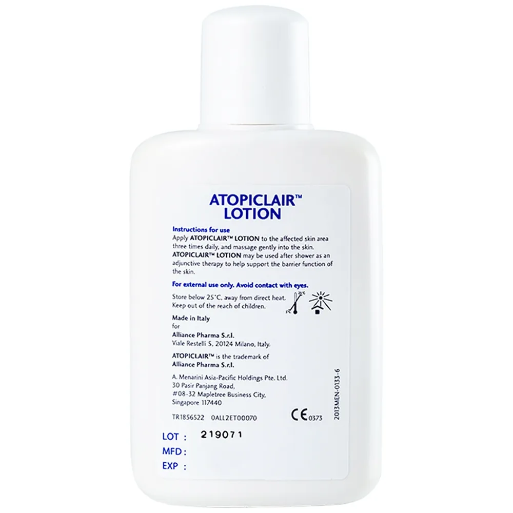 Hình ảnh Sữa dưỡng ẩm Atopiclair Lotion Menarini giảm ngứa, rát, đau do viêm da cơ địa, viêm da tiếp xúc (120ml)