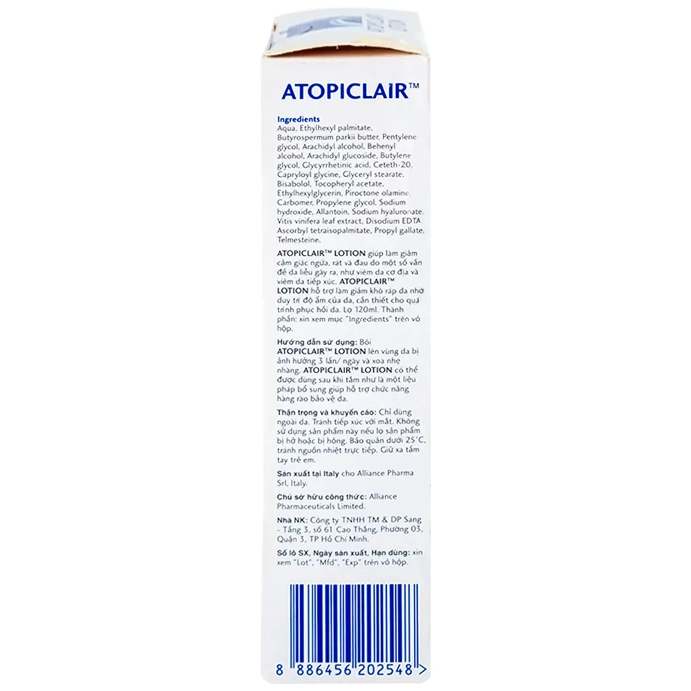 Hình ảnh Sữa dưỡng ẩm Atopiclair Lotion Menarini giảm ngứa, rát, đau do viêm da cơ địa, viêm da tiếp xúc (120ml)