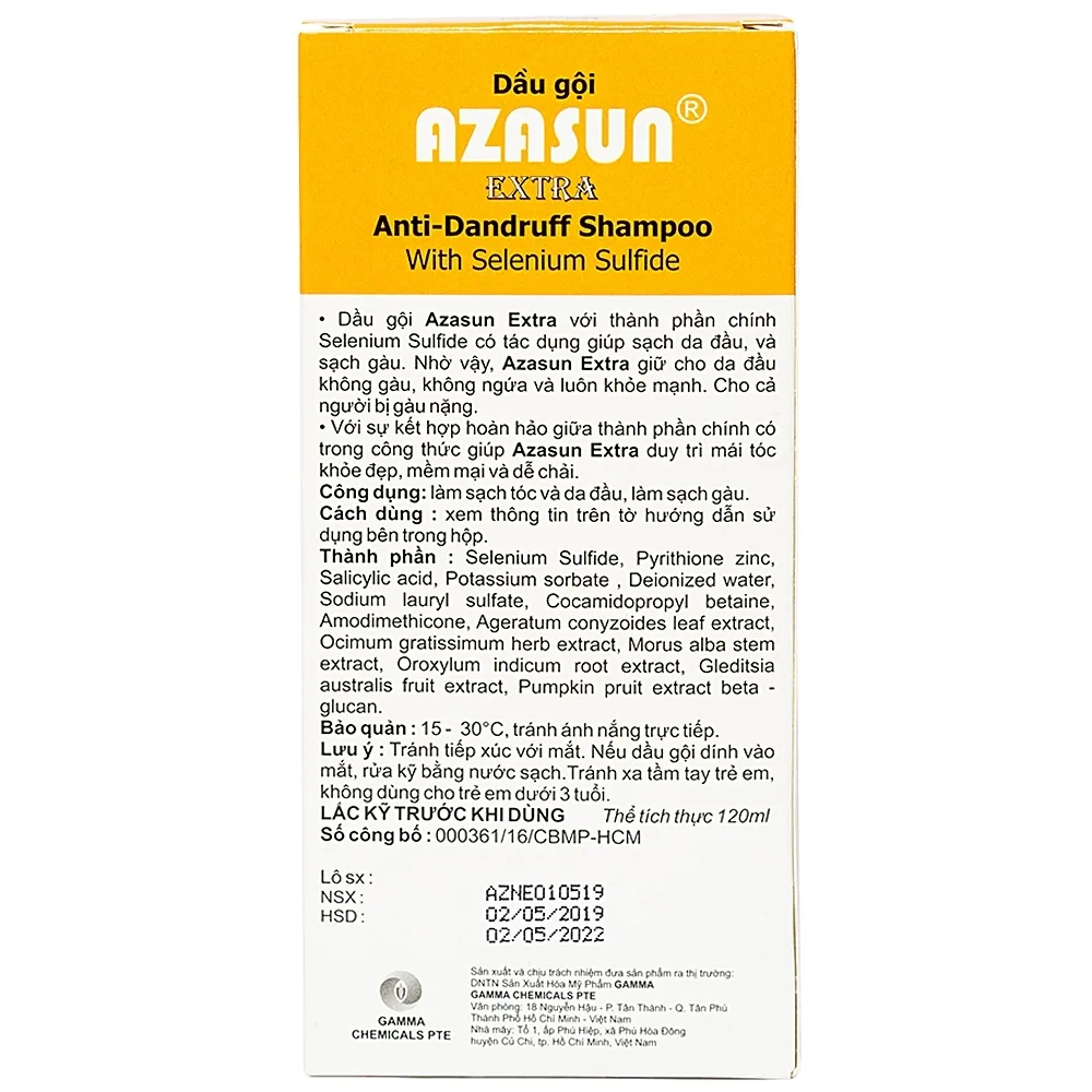 Hình ảnh Dầu gội Azasun Extra Gamma sạch gàu cho da đầu hết ngứa (120ml)