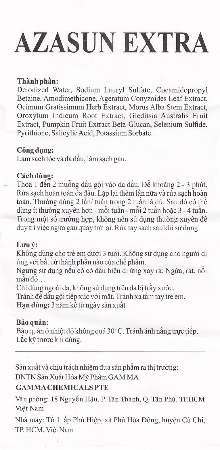 Hình ảnh Dầu gội Azasun Extra Gamma sạch gàu cho da đầu hết ngứa (120ml)