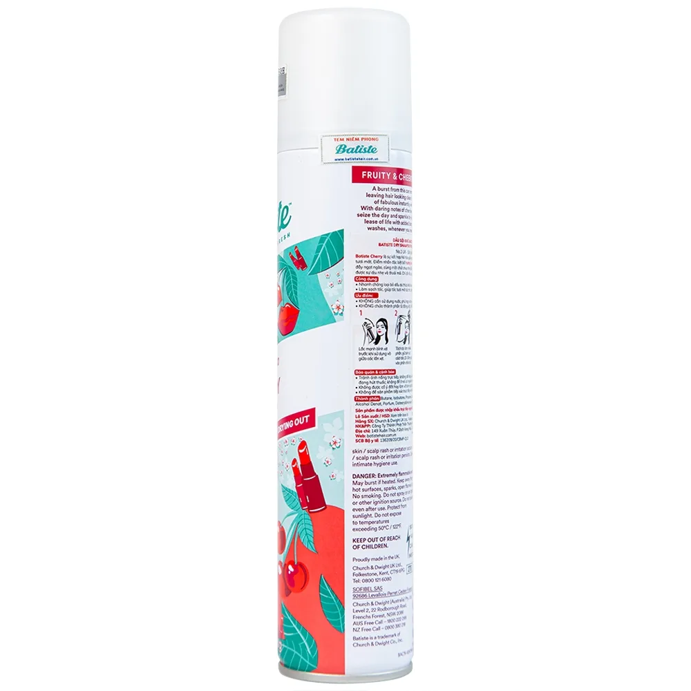 Hình ảnh Dầu gội khô Batiste hương anh đào Dry Shampoo Fruity And Cheeky Cherry (200ml)