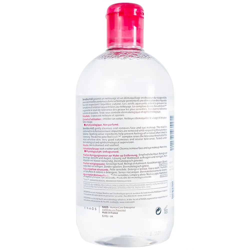 Hình ảnh Dung dịch Bioderma Sensibio H2O dạng hạt mixen (micelle) dùng tẩy trang dành cho mặt, mắt, da nhạy cảm (500ml)