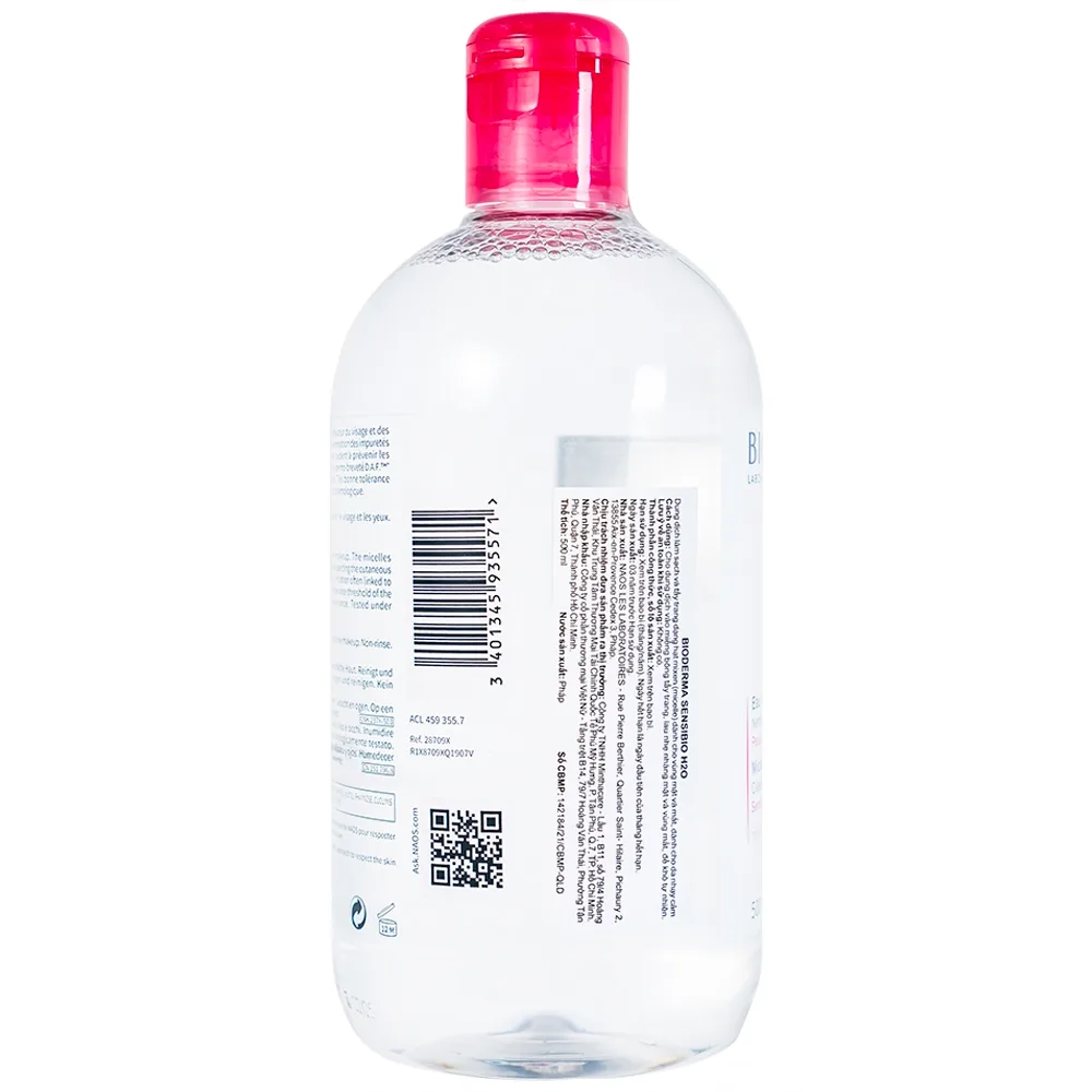 Hình ảnh Dung dịch Bioderma Sensibio H2O dạng hạt mixen (micelle) dùng tẩy trang dành cho mặt, mắt, da nhạy cảm (500ml)
