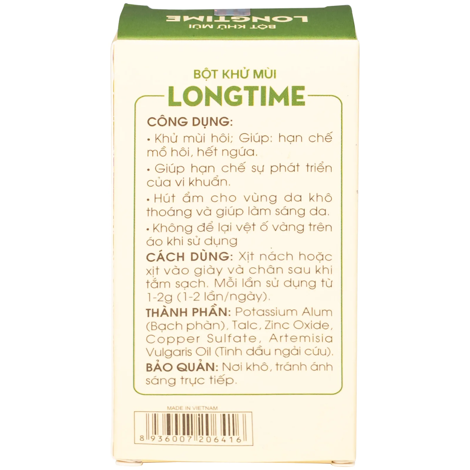 Hình ảnh Bột khử mùi Longtime Sao Thái Dương giúp khử và hạn chế mồ hôi, hết ngứa (18g)